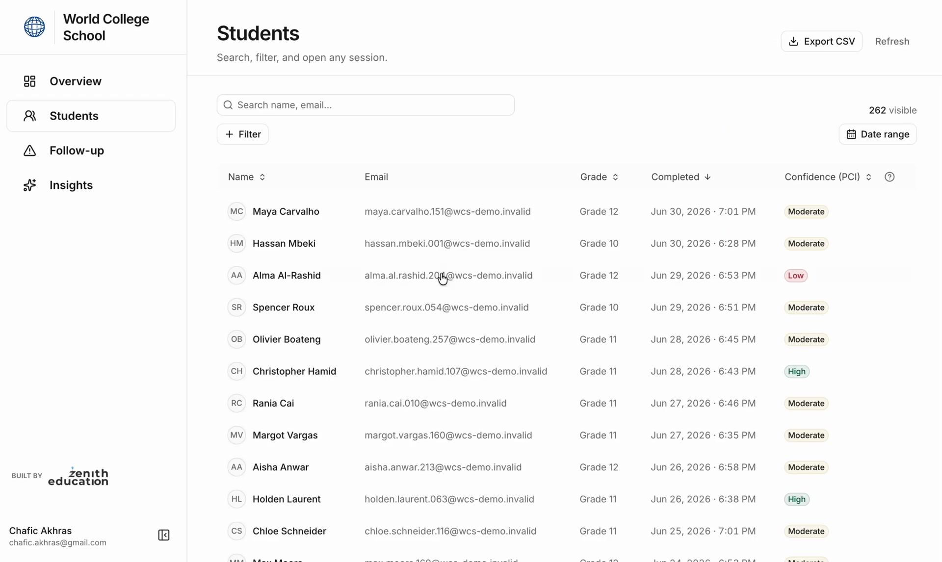 Student list